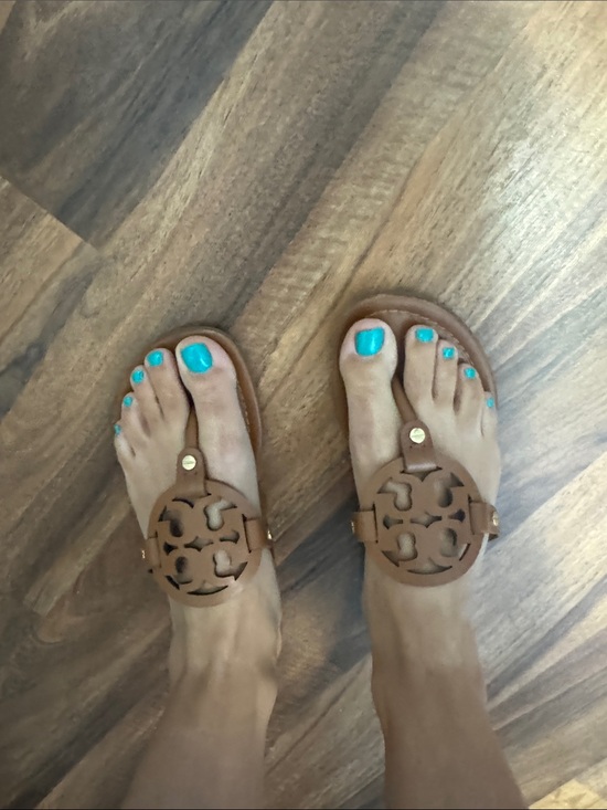 Tory Burch Shoes - Tory Burch Miller Leather Toe-Loop Sandals in Brown